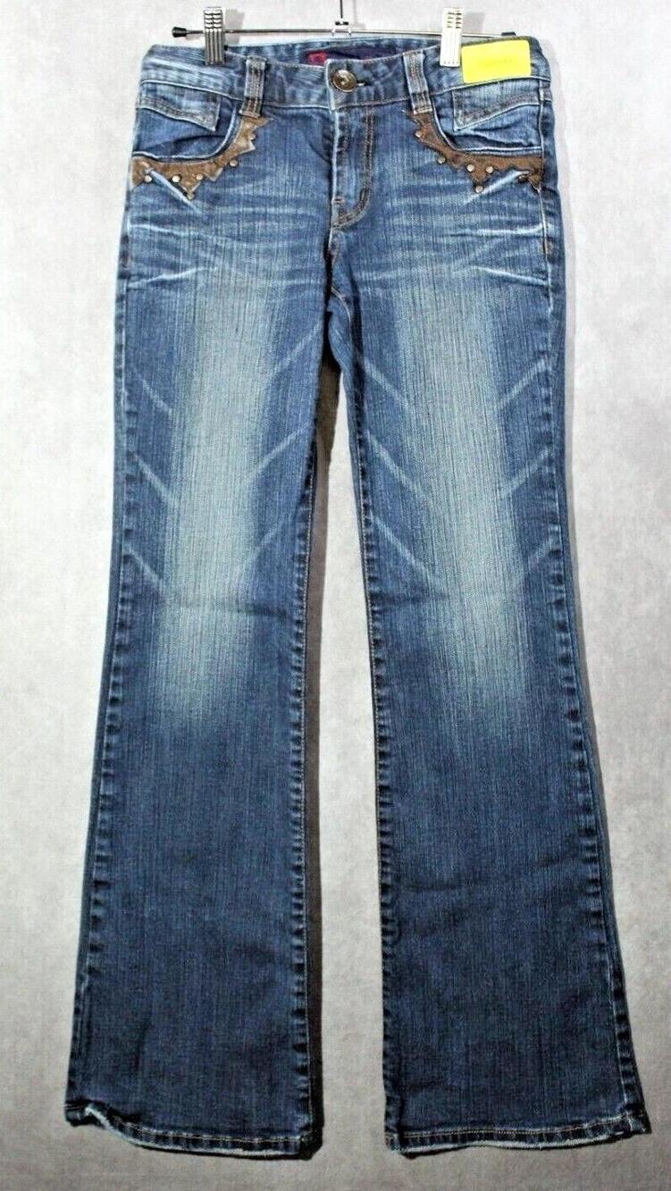 Hasla Bootcut Jeans Womens 27 Blue Med Wash Mid Rise Studded Stretch Denim 27x30